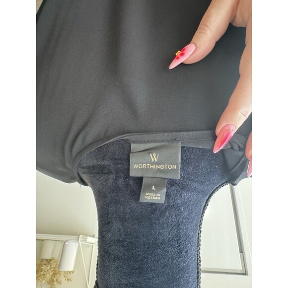 Worthington Black V-Neck Long Sleeve Blouse Size Large NEW! - Picture 4 of 5